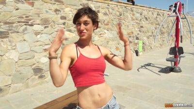 Sexercise - sexy sporty Spanish teen julia roca fucked after workout on the beach - sunporno.com - Spain