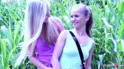 Cute Girl tricked Skinny Classmate to Lesbian Public Sex on way home - sunporno.com