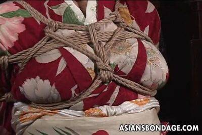 Busty Asian mature submissive bitch gets tied up with rope - bdsm.one - Japan