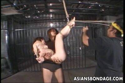 Asian sub enjoys being bound and punished by two men - bdsm.one