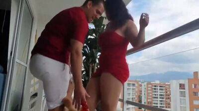 Delicious anal fuck on the balcony of her house + cumshot - sunporno.com - Usa