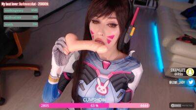 D.Va teen cosplay suck dildo and fuck machine with BBC - sunporno.com