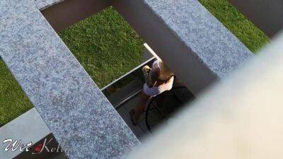 Caught my neighbors daughter masturbating on her balcony. WetKelly - sunporno.com