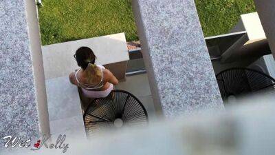 Caught my neighbors daughter masturbating on her balcony. WetKelly - sunporno.com