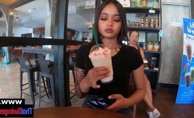 Real amateur Thai GF Ting needs a quickie fuck after her cappuccino - sunporno.com - Thailand