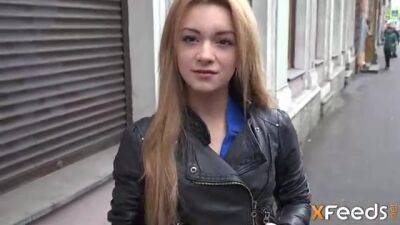 Skinny long haired blonde teen strips her sexy lingerie and rides older cock for extra cash - sunporno.com