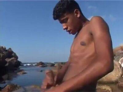 Tunisian twink wanks his BIG Arab dick near the beach - pornoxo.com