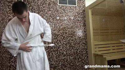 Skinny mature brunette granny pounded hard on the bathroom floor - sunporno.com