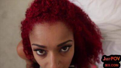 Black redhead sucking pov boyfriend before cockriding - pornoxo.com