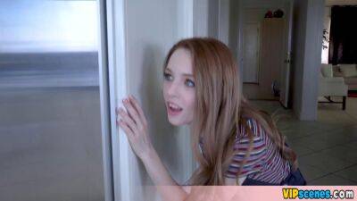 Extra small redhead teen Madie Collins is misbehaving in the kitchen again - sunporno.com