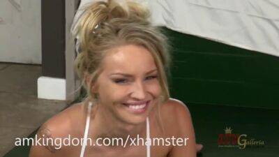 This hot blonde is going to stretch for you - sunporno.com