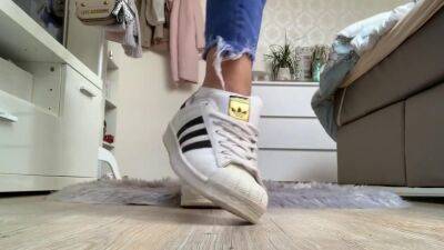 Goddess Tiffany White Socks and Adidas Superstars - sunporno.com