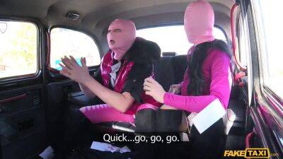 Yasmin Scott - Lady D and Yasmin Scott in nylon masks take turns on taxi drivers massive dong - sunporno.com